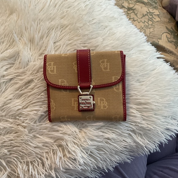 Dooney & Bourke Handbags - Dooney & Bourke Beige and Burgundy Wallet
